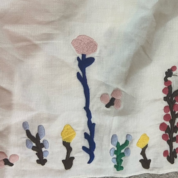 M.I.H. Embroidered Top 56% Linen 44% Cotton Floral Garden Prairie Sz L - Picture 4 of 4